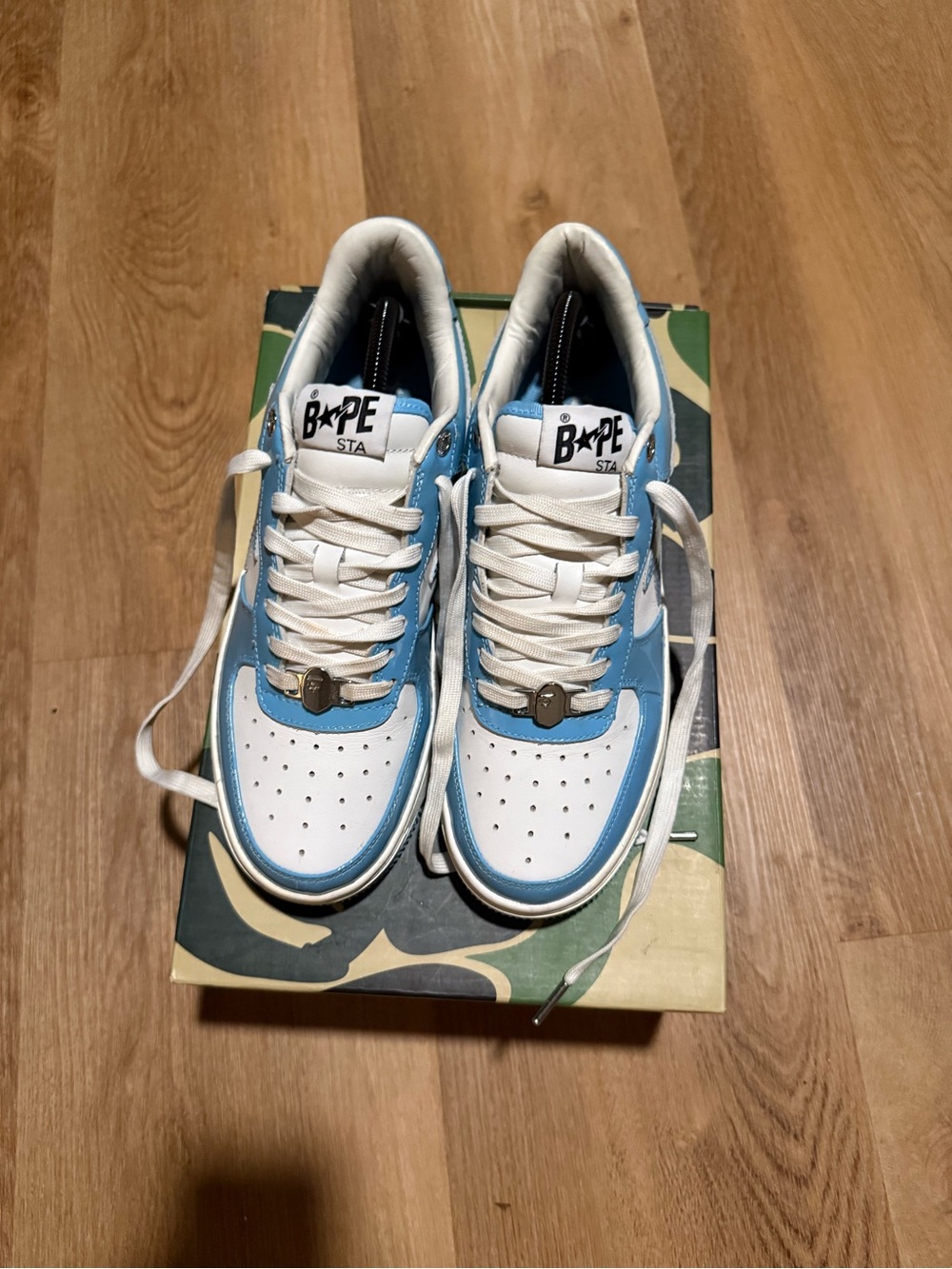 Bape STA Men’s Low-Top Sneakers - White/Light Blue